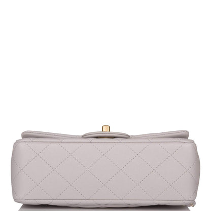 Chanel Grey Quilted Lambskin Rectangular Mini Flap Bag with Top Handle Antique Gold Hardware - image 6