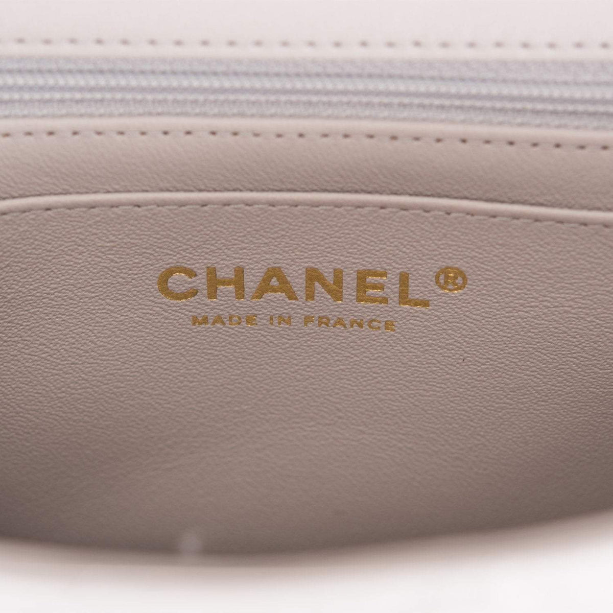 Chanel Grey Quilted Lambskin Rectangular Mini Flap Bag with Top Handle Antique Gold Hardware - image 9