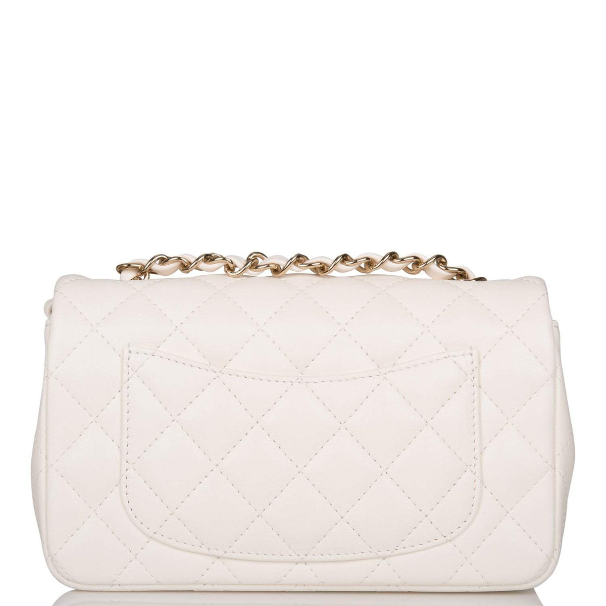 Chanel White Quilted Lambskin Rectangular Mini Classic Flap Bag Light Gold Hardware - image 4