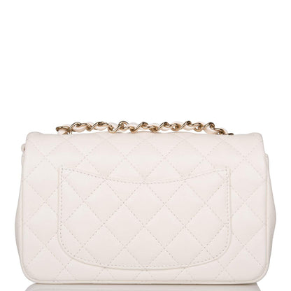 Chanel White Quilted Lambskin Rectangular Mini Classic Flap Bag Light Gold Hardware - image 4