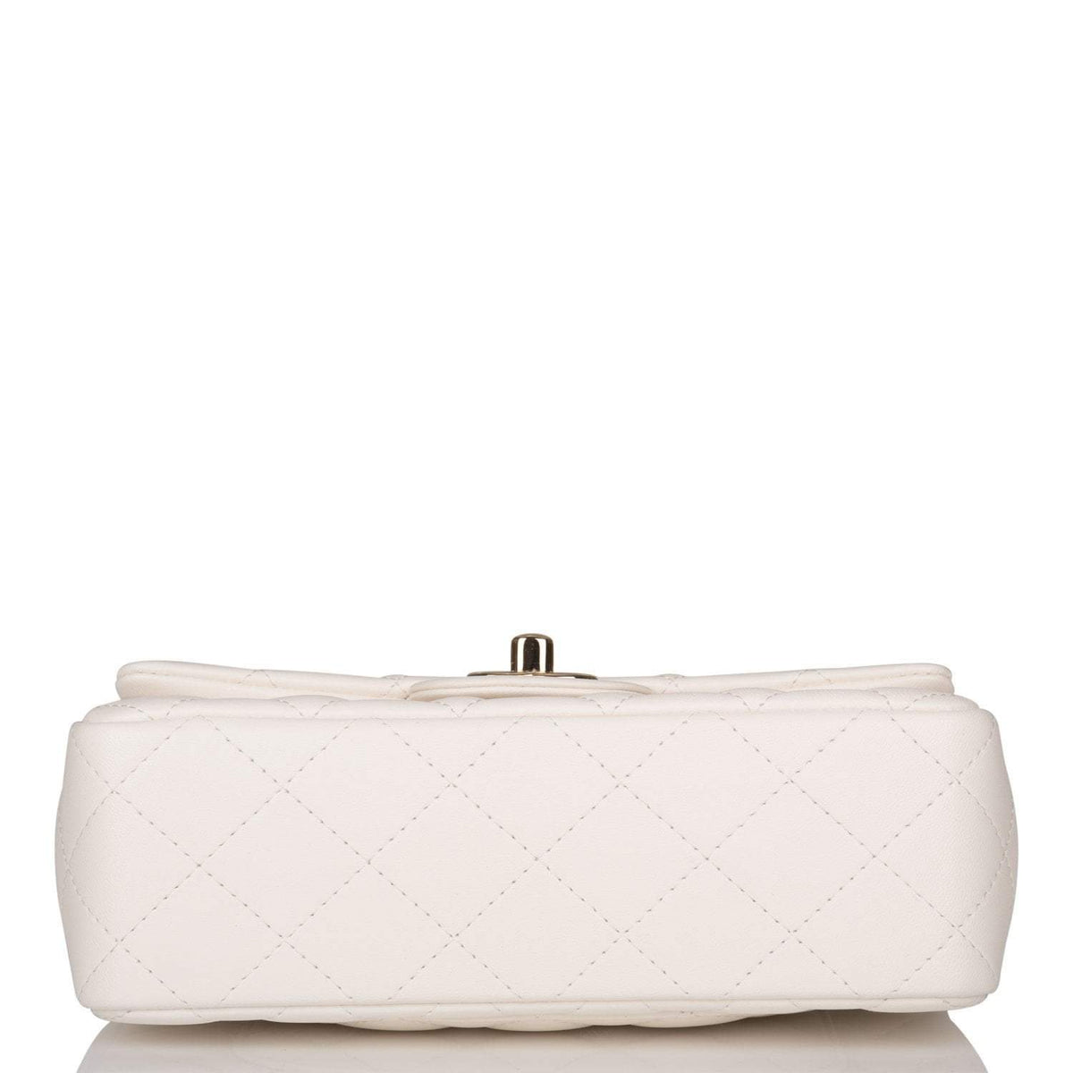 Chanel White Quilted Lambskin Rectangular Mini Classic Flap Bag Light Gold Hardware - image 6