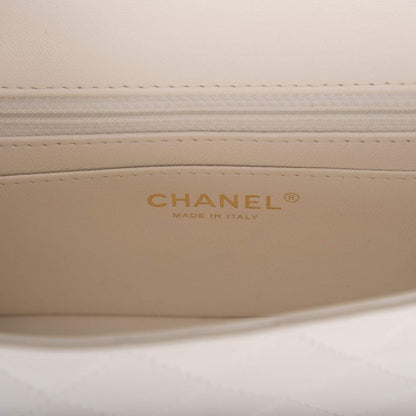 Chanel White Quilted Lambskin Rectangular Mini Classic Flap Bag Light Gold Hardware - image 9