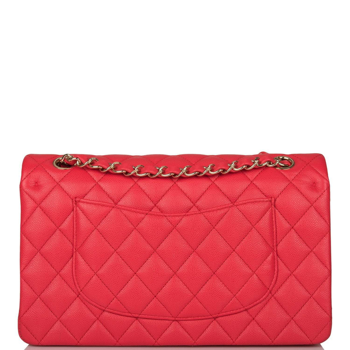 Chanel Medium Classic Double Flap Bag Red Quilted Caviar Light Gold Hardware - image 4