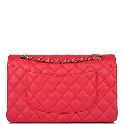 Chanel Medium Classic Double Flap Bag Red Quilted Caviar Light Gold Hardware - image 4