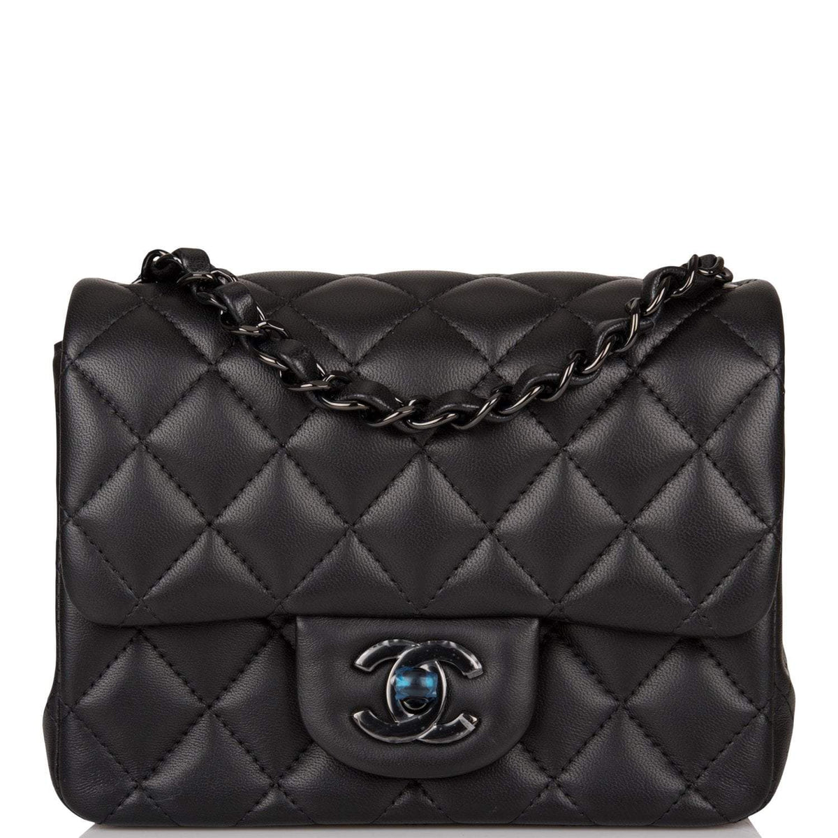 Chanel SO Black Quilted Lambskin Square Mini Classic Flap Bag Black Hardware - photo 1