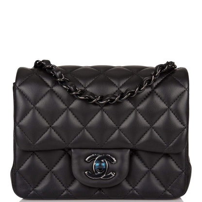 Chanel SO Black Quilted Lambskin Square Mini Classic Flap Bag Black Hardware - photo 1