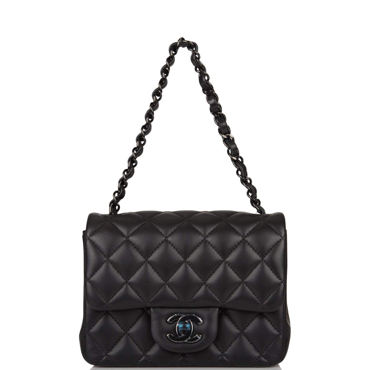 Chanel SO Black Quilted Lambskin Square Mini Classic Flap Bag Black Hardware - photo 7