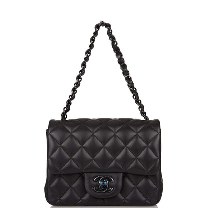 Chanel SO Black Quilted Lambskin Square Mini Classic Flap Bag Black Hardware - photo 7