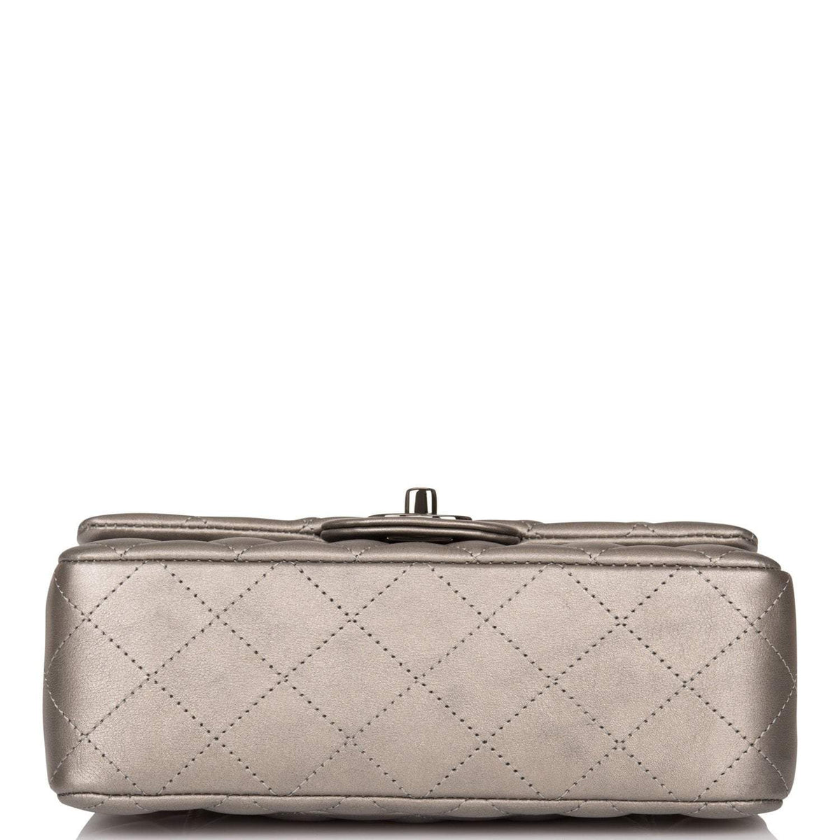 Chanel Mini Rectangular Flap Bag Ruthenium Metallic Lambskin Silver Hardware - photo 6