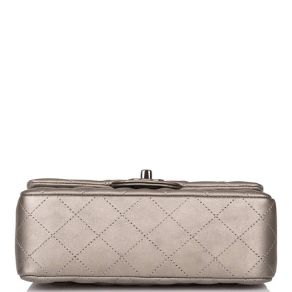 Chanel Mini Rectangular Flap Bag Ruthenium Metallic Lambskin Silver Hardware - photo 6