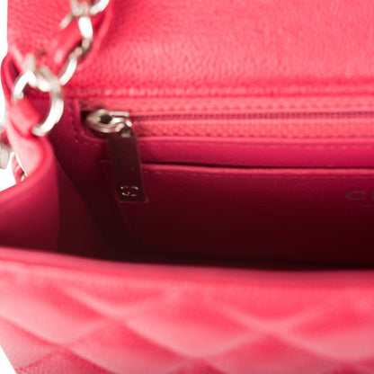 Chanel Mini Rectangular Flap Bag Red Caviar Silver Hardware - photo 9