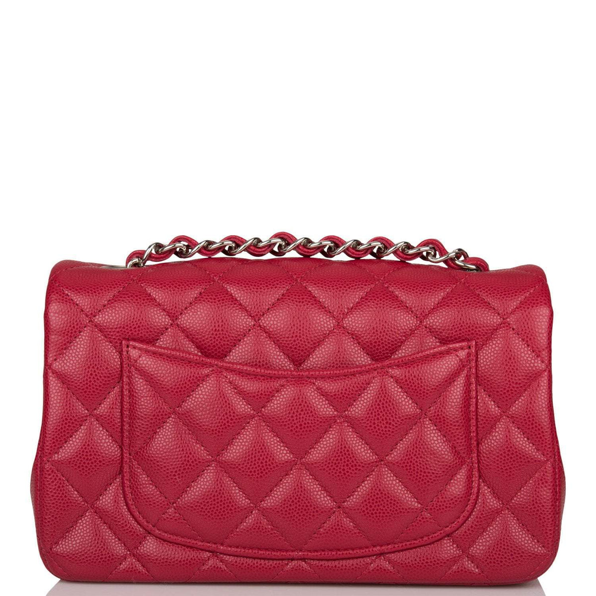Chanel Mini Rectangular Flap Bag Red Caviar Silver Hardware - photo 4