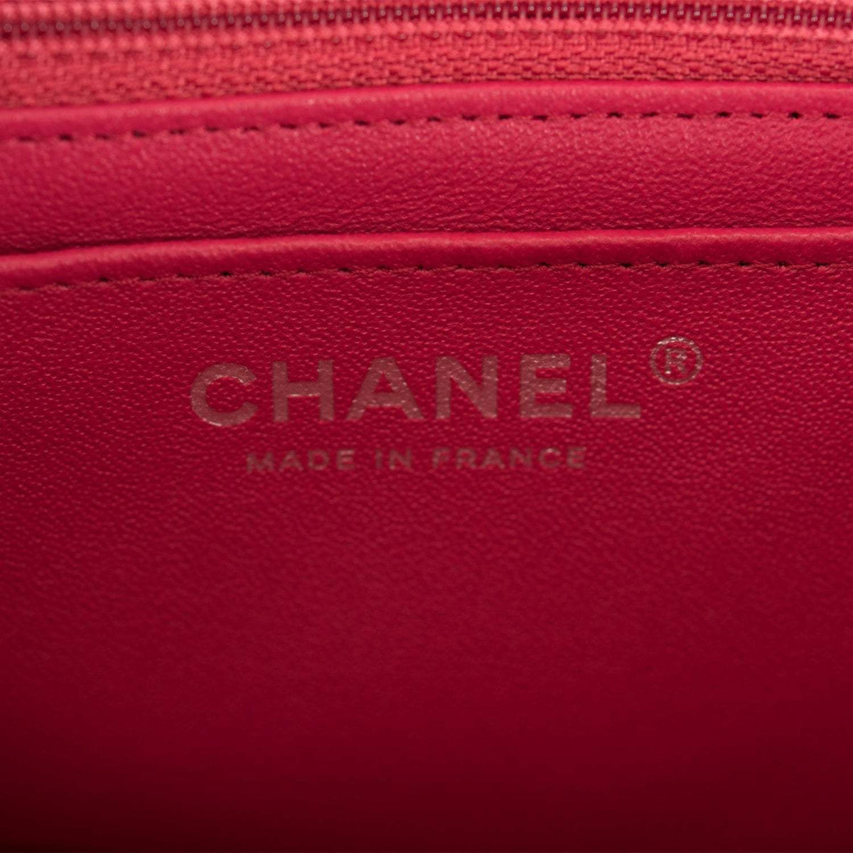 Chanel Mini Rectangular Flap Bag Red Caviar Silver Hardware - photo 8