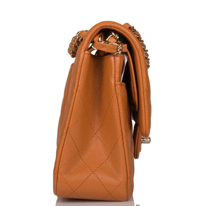 Chanel Caramel Brown Quilted Caviar Medium Classic Double Flap Bag Light Gold Hardware - photo 3