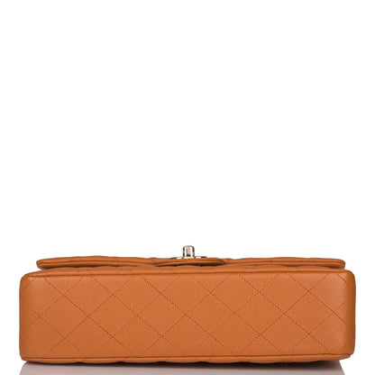 Chanel Caramel Brown Quilted Caviar Medium Classic Double Flap Bag Light Gold Hardware - photo 6