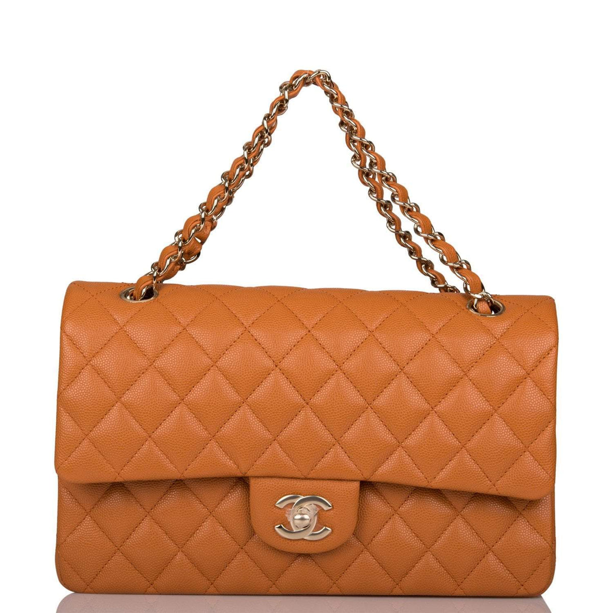 Chanel Caramel Brown Quilted Caviar Medium Classic Double Flap Bag Light Gold Hardware - photo 7