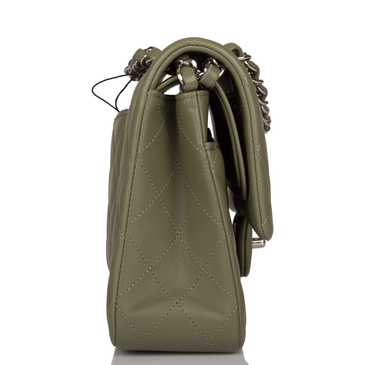 Chanel Green Quilted Lambskin Medium Classic Double Flap Bag Silver Hardware - photo 4