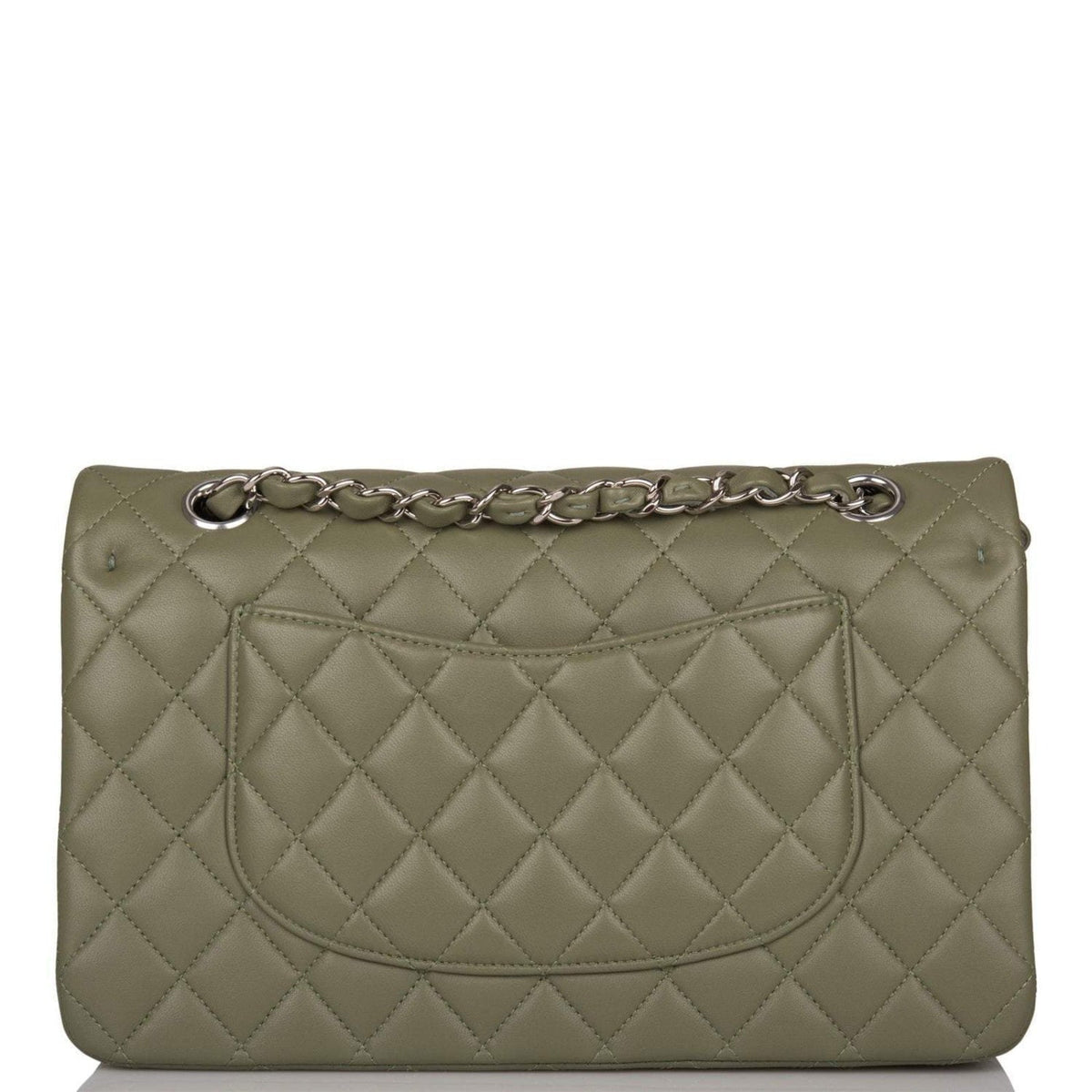 Chanel Green Quilted Lambskin Medium Classic Double Flap Bag Silver Hardware - photo 7