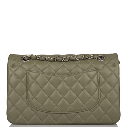 Chanel Green Quilted Lambskin Medium Classic Double Flap Bag Silver Hardware - photo 7