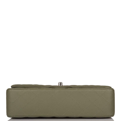 Chanel Green Quilted Lambskin Medium Classic Double Flap Bag Silver Hardware - photo 6