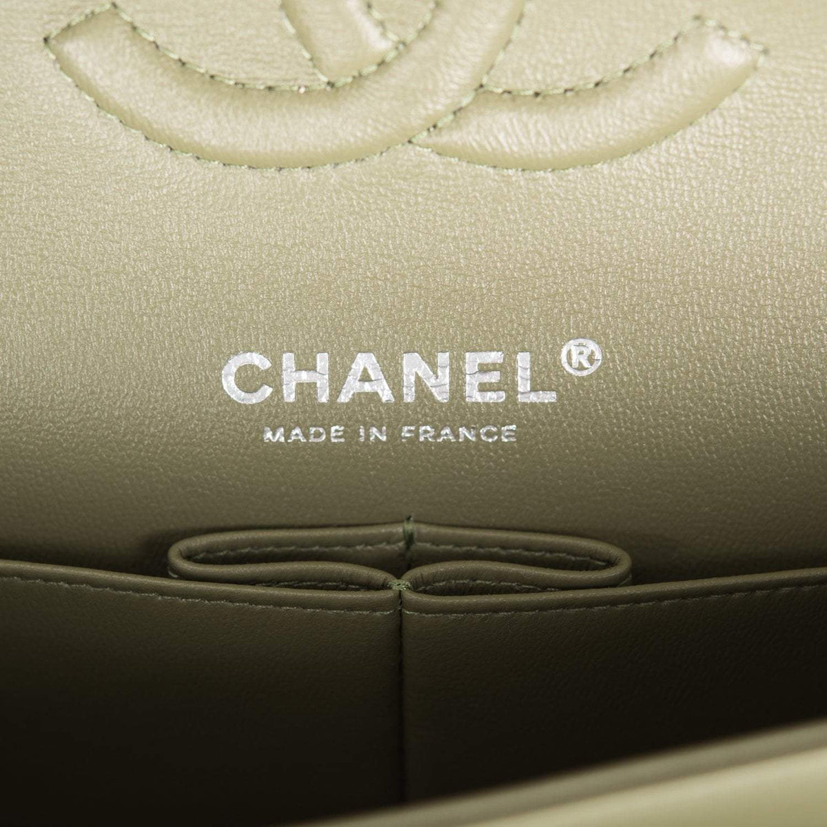 Chanel Green Quilted Lambskin Medium Classic Double Flap Bag Silver Hardware - photo 9