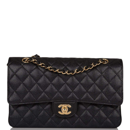 Chanel Black Quilted Caviar Medium Classic Double Flap Bag Gold Hardware - image 2