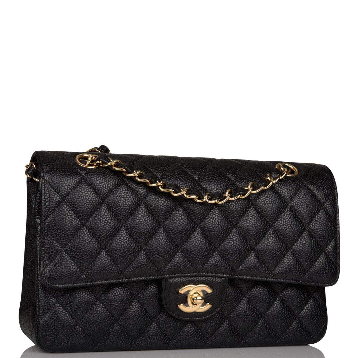 Chanel Black Quilted Caviar Medium Classic Double Flap Bag Gold Hardware - image 3