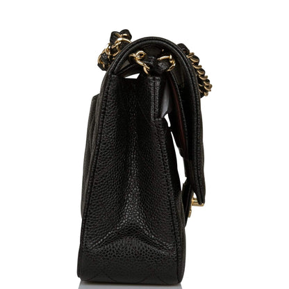 Chanel Black Quilted Caviar Medium Classic Double Flap Bag Gold Hardware - image 4