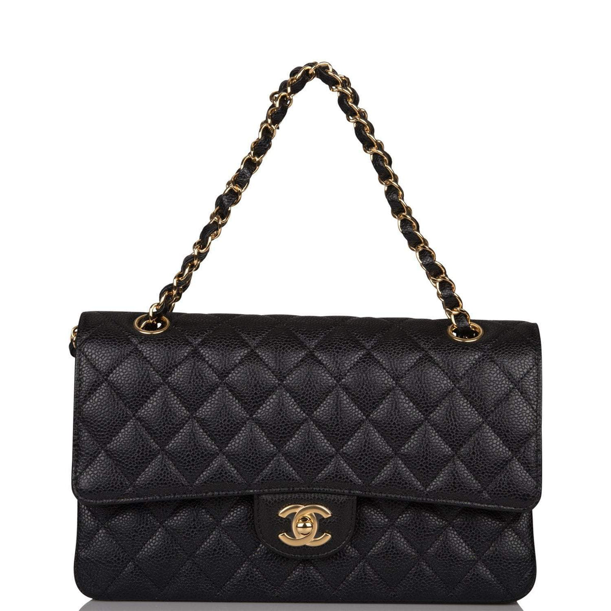 Chanel Medium Classic Double Flap Bag Black Quilted Caviar Gold Hardware - photo 7