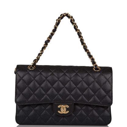 Chanel Medium Classic Double Flap Bag Black Quilted Caviar Gold Hardware - photo 7
