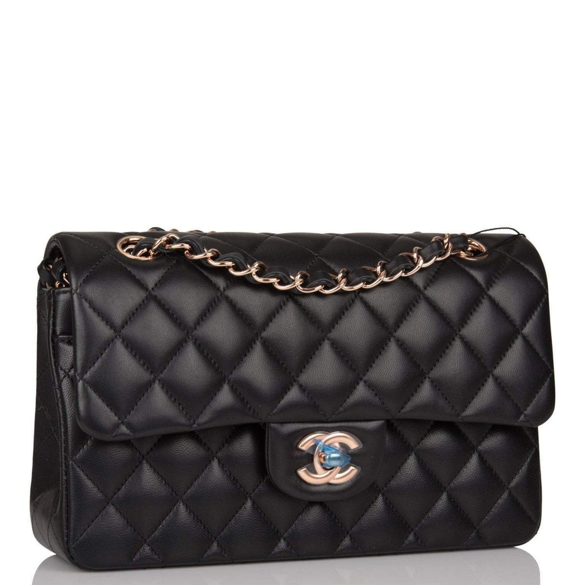 Chanel Small Classic Double Flap Bag Black Lambskin Rose Gold Hardware - photo 4