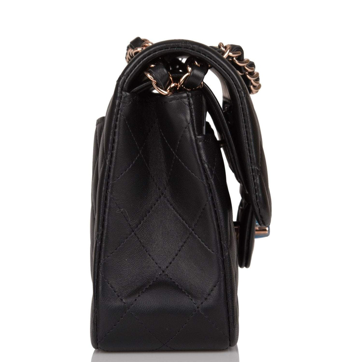 Chanel Small Classic Double Flap Bag Black Lambskin Rose Gold Hardware - photo 5