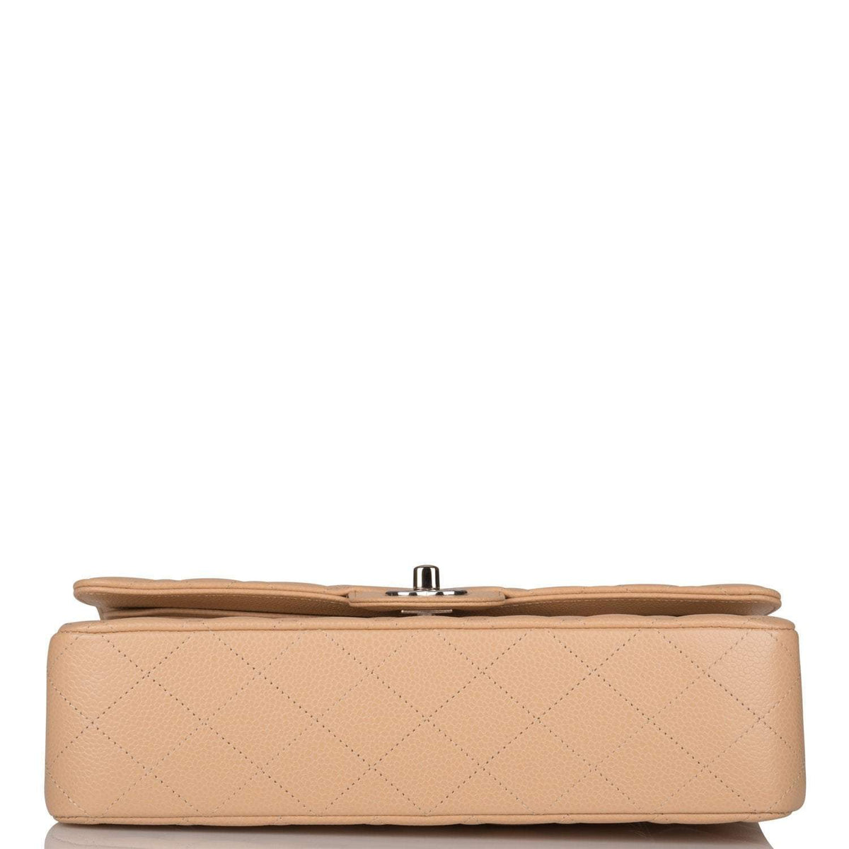 Chanel Medium Classic Double Flap Bag Beige Quilted Caviar Silver Hardware - photo 6