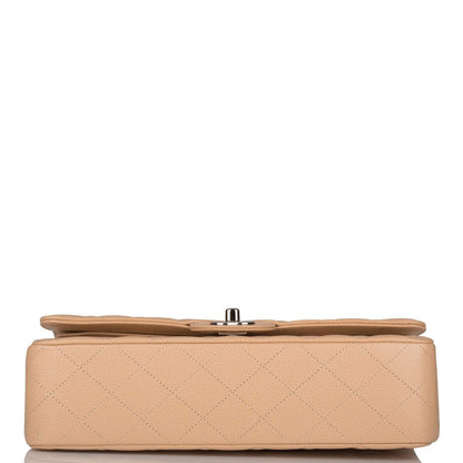 Chanel Medium Classic Double Flap Bag Beige Quilted Caviar Silver Hardware - photo 6