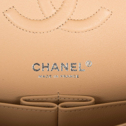 Chanel Medium Classic Double Flap Bag Beige Quilted Caviar Silver Hardware - photo 8
