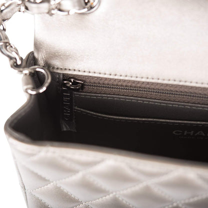 Chanel Mini Rectangular Flap Bag Ruthenium Lambskin Silver Hardware - image 10