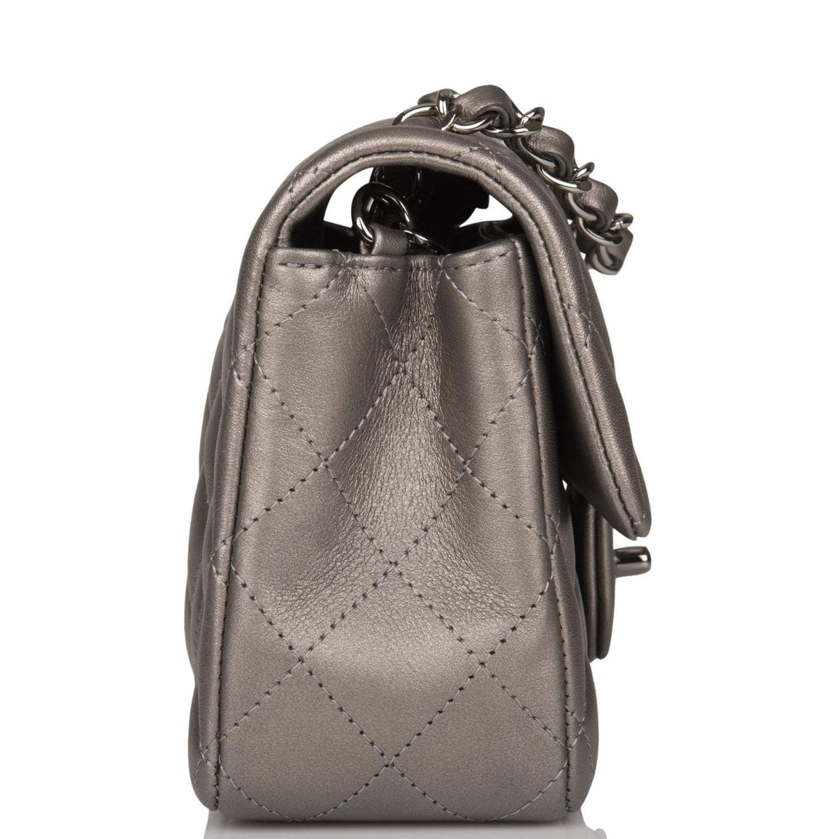 Chanel Mini Rectangular Flap Bag Ruthenium Lambskin Silver Hardware - image 4