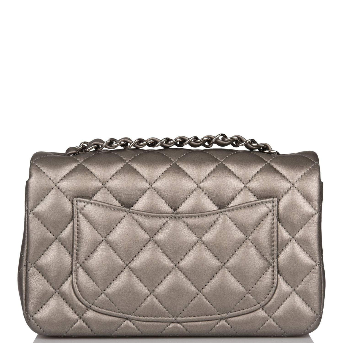 Chanel Mini Rectangular Flap Bag Ruthenium Lambskin Silver Hardware - image 5