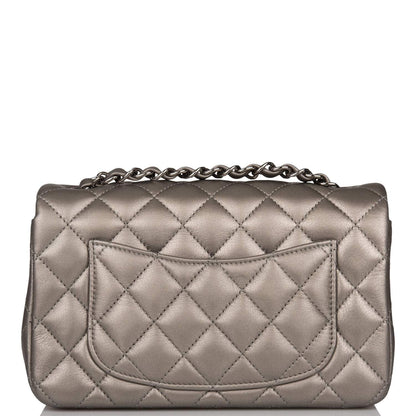 Chanel Mini Rectangular Flap Bag Ruthenium Lambskin Silver Hardware - image 5