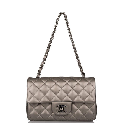 Chanel Mini Rectangular Flap Bag Ruthenium Lambskin Silver Hardware - image 1