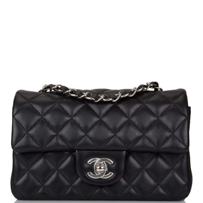 Chanel Black Quilted Lambskin Rectangular Mini Classic Flap Bag Silver Hardware - image 1