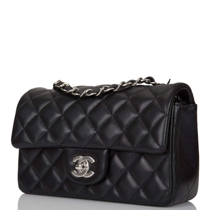 Chanel Black Quilted Lambskin Rectangular Mini Classic Flap Bag Silver Hardware - image 5