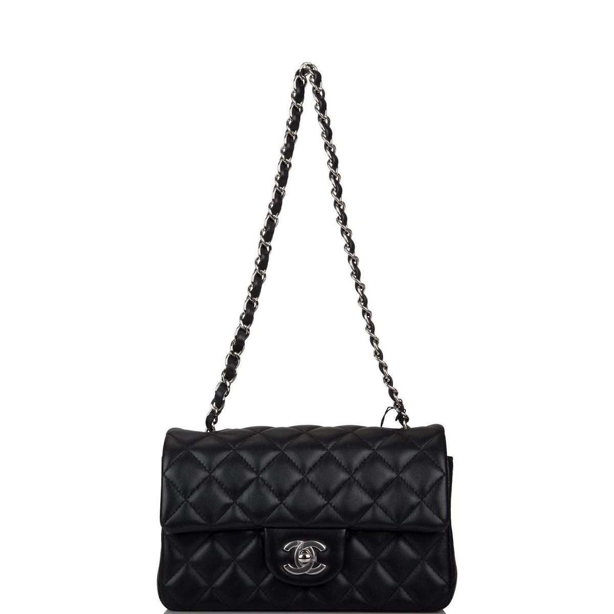 Chanel Black Quilted Lambskin Rectangular Mini Classic Flap Bag Silver Hardware - image 7