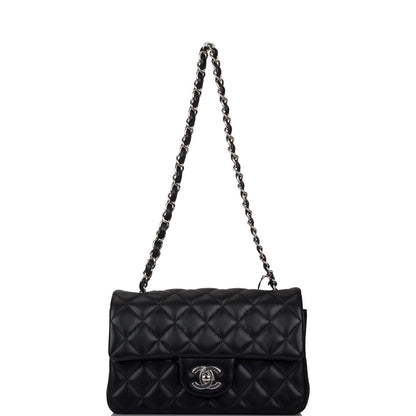 Chanel Black Quilted Lambskin Rectangular Mini Classic Flap Bag Silver Hardware - image 7
