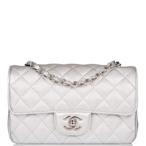 Chanel Mini Rectangular Flap Bag Silver Metallic Lambskin Silver Hardware - photo 1