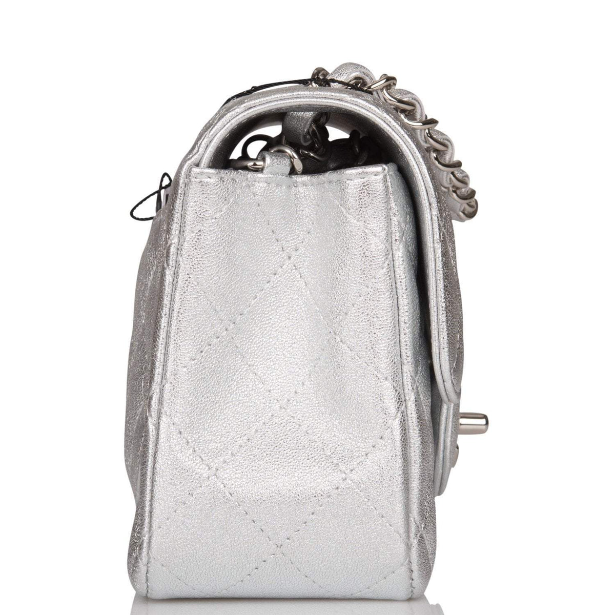 Chanel Mini Rectangular Flap Bag Silver Metallic Lambskin Silver Hardware - photo 3