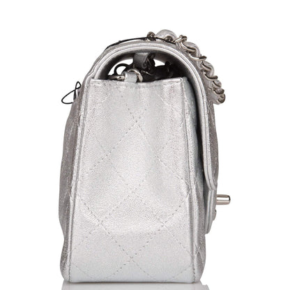 Chanel Mini Rectangular Flap Bag Silver Metallic Lambskin Silver Hardware - photo 3