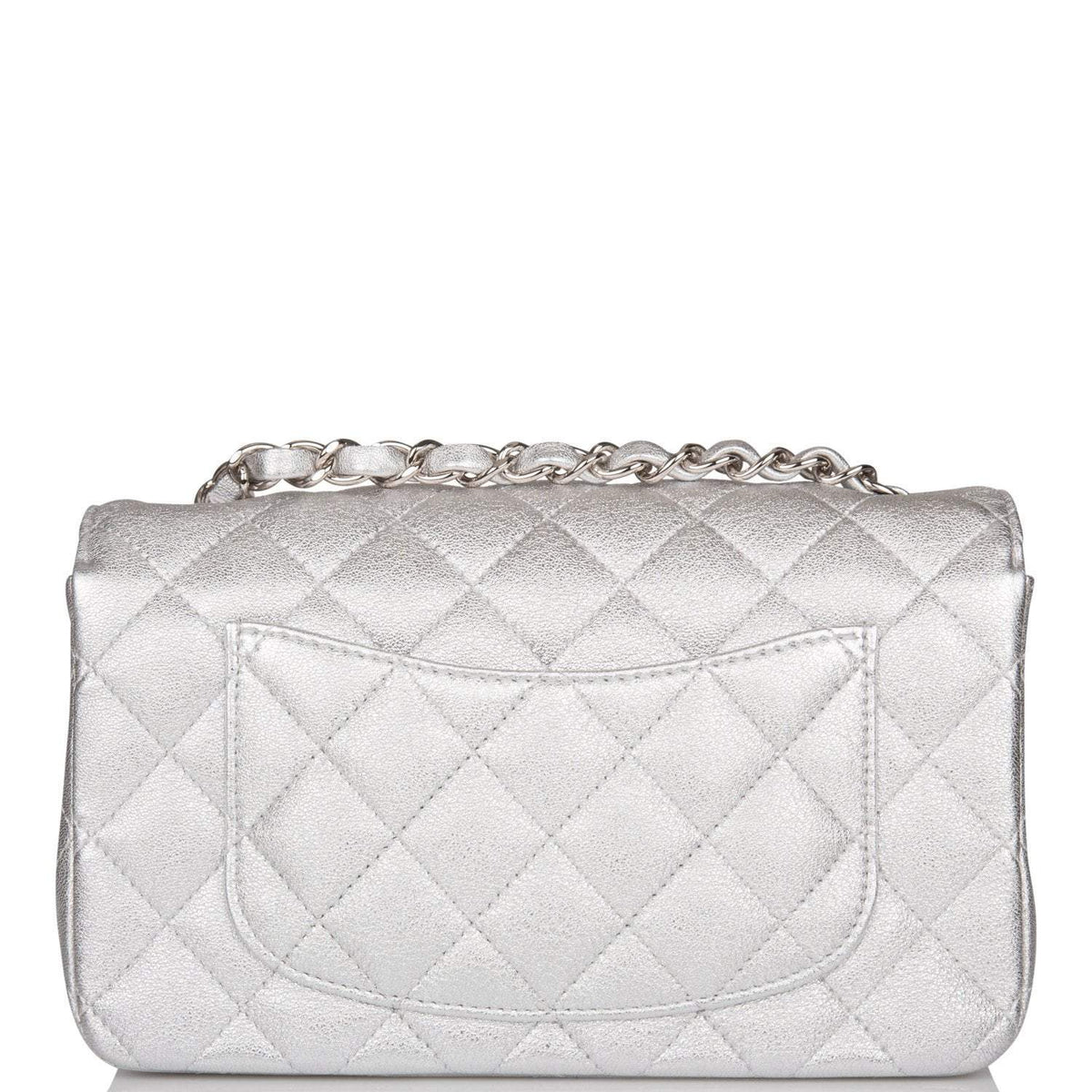Chanel Mini Rectangular Flap Bag Silver Metallic Lambskin Silver Hardware - photo 4