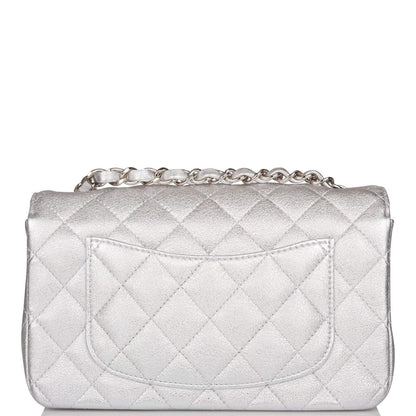 Chanel Mini Rectangular Flap Bag Silver Metallic Lambskin Silver Hardware - photo 4