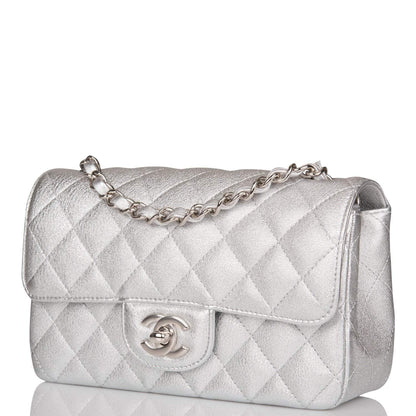 Chanel Mini Rectangular Flap Bag Silver Metallic Lambskin Silver Hardware - photo 2